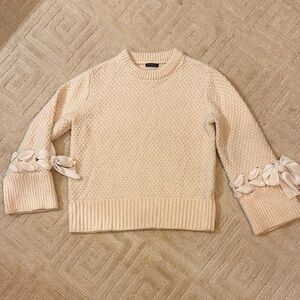 Club Monaco Cream Textured Sweater with Bow Details